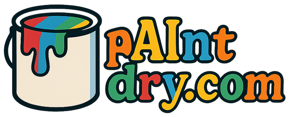 Logo of Paintdry.com with a paint can icon and colorful text.